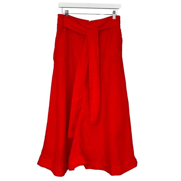 Ann Taylor Bright Red Linen Blend A-Line Maxi Skirt - Size 6 - Picture 2 of 5